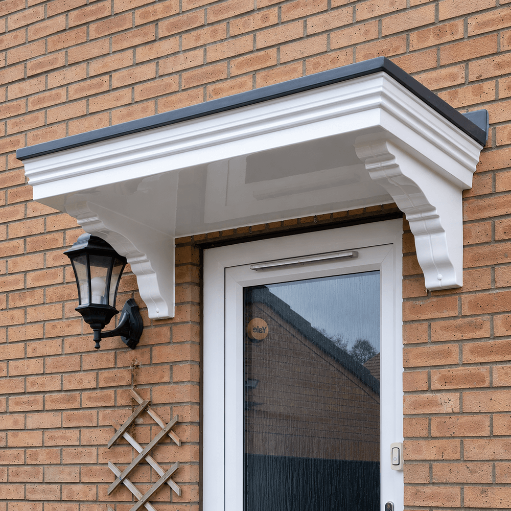 The Dunster Flat Smooth GRP Over Door Canopy 1640mm with Fully Moulded Brackets Image